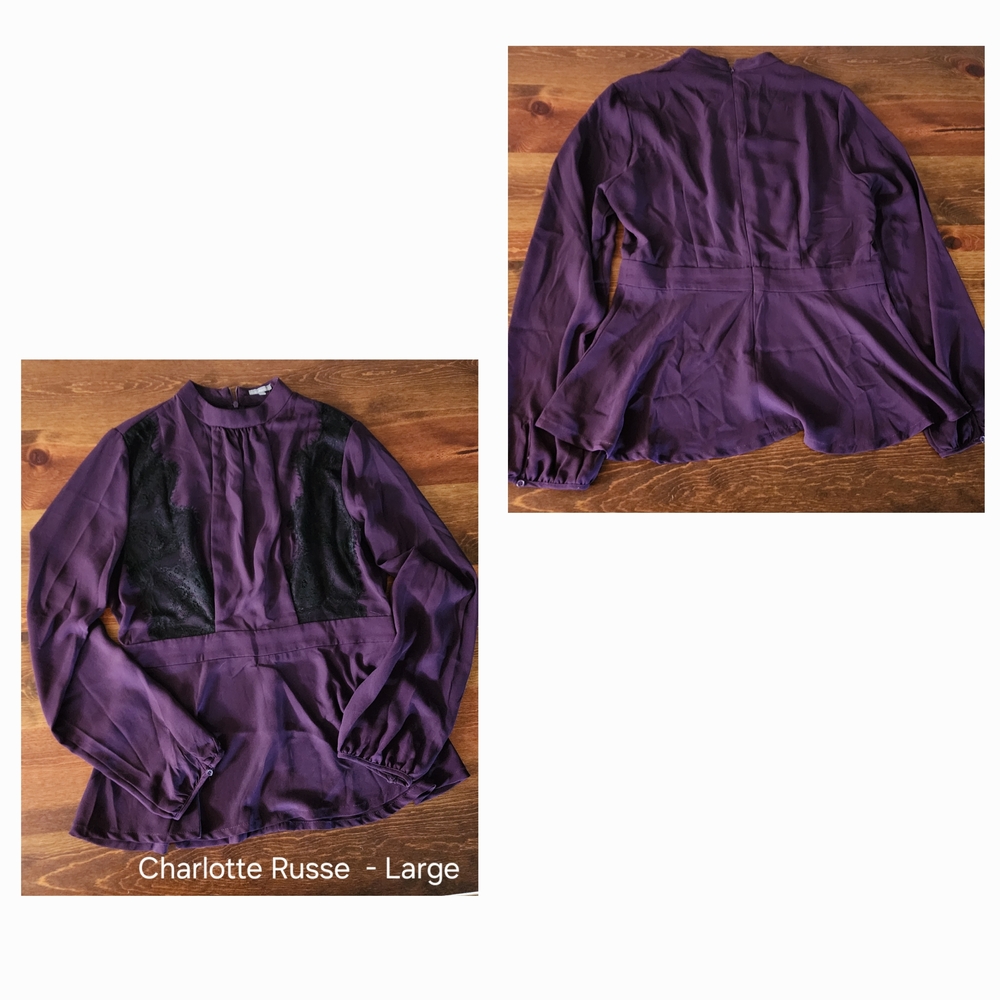 Charlotte Russe Deep Purple Lace Accent Top